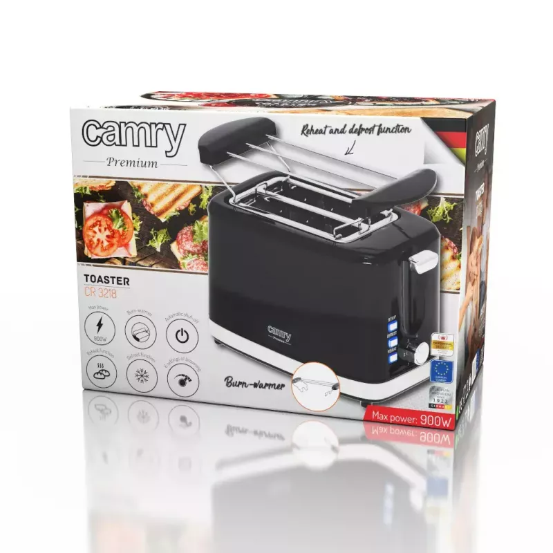 Leivänpaahdin Camry Premium CR 3218 2 viipaletta 900 W musta hopea