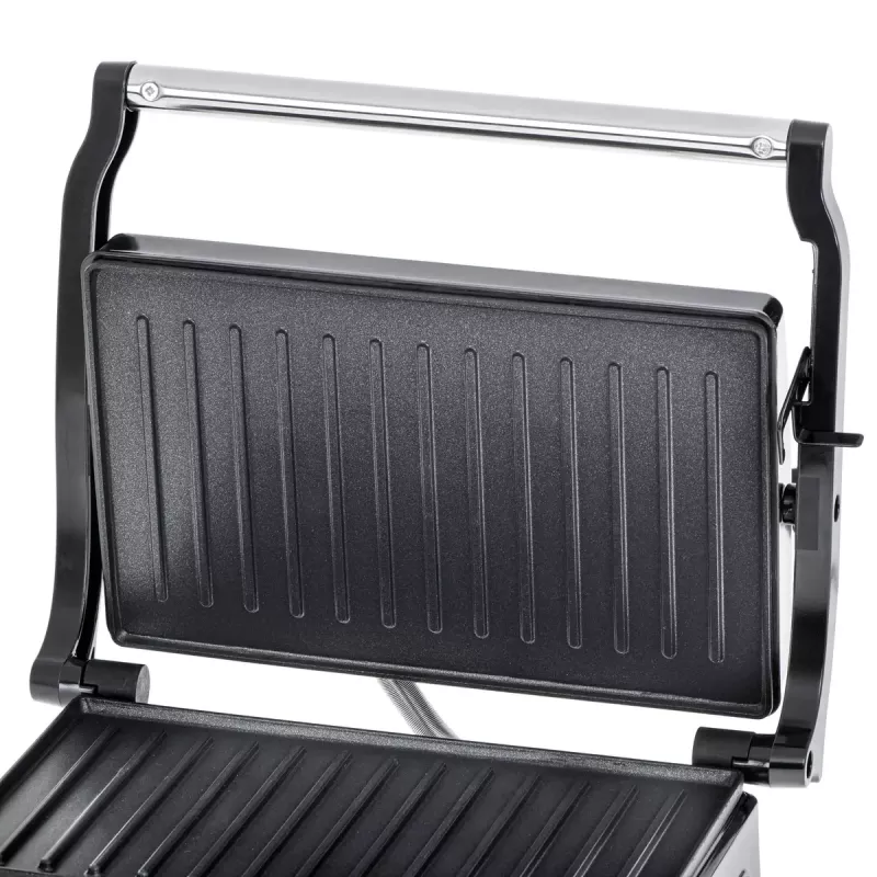 Kontaktigrilli Adler AD 3052 suorakaiteen muotoinen teräs/musta, 1200 W, ritiläpinta, lukittuva kansi
