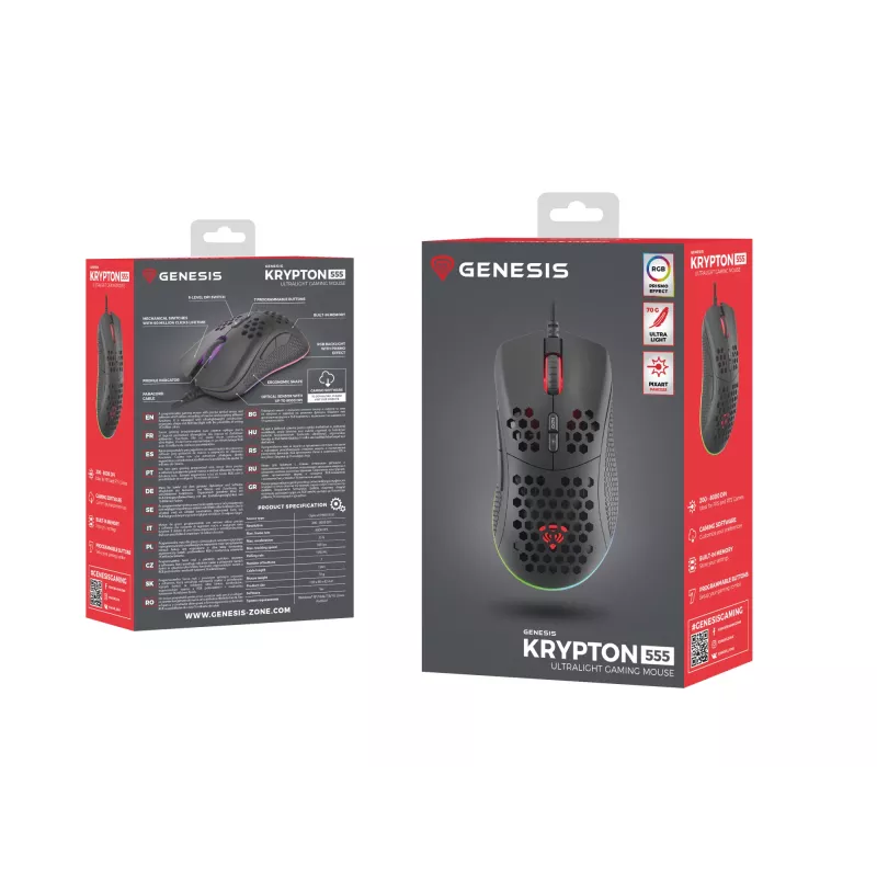 GENESIS Krypton 555 -hiiri pelikäyttöön oikeakätinen USB Type-A optinen 8000 DPI