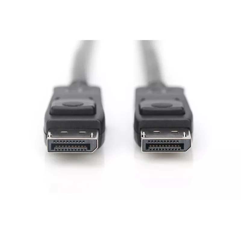 DIGITUS DisplayPort-liitäntäkaapeli, DP M/M, 3 m lukituksella, Ultra HD 8K, versio 1.3/1.4, musta
