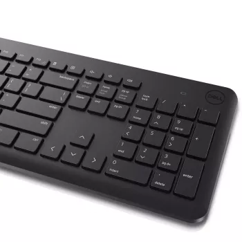 Langaton näppäimistö-hiiri-sarja Dell KM3322W — täysikokoinen QWERTY, RF-taajuus, musta, toimistokäyttöön