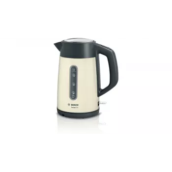Sähköinen vedenkeitin Bosch TWK4P437 1,7 L, 2400 W, ruostumaton teräsrunko, langaton, beige/musta