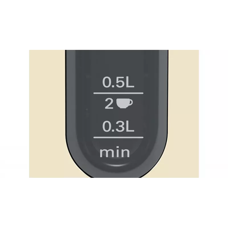 Sähköinen vedenkeitin Bosch TWK4P437 1,7 L, 2400 W, ruostumaton teräsrunko, langaton, beige/musta
