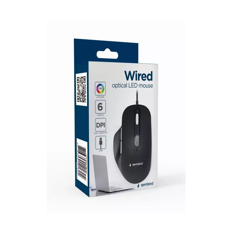 GEMBIRD optinen LED-hiiri MUS-6B-02 johdollinen USB - 6 painiketta rulla musta