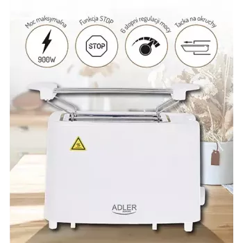 Leivänpaahdin Adler AD 3223 2 viipaletta 750 W valkoinen