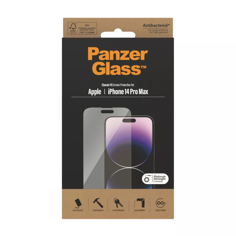 Näytönsuojus PanzerGlass Apple iPhone 14 Pro Max Classic Fit naarmun- ja iskunkestävä