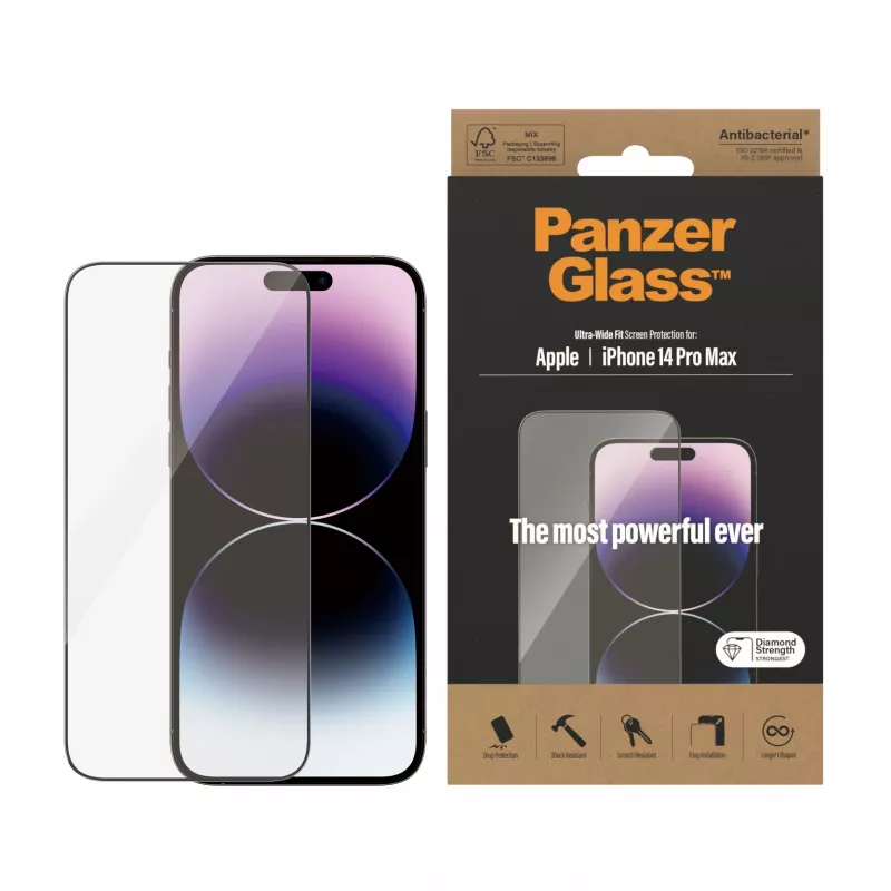 Näytönsuojus PanzerGlass Apple iPhone 14 Pro Max Ultra-Wide Fit naarmun- ja iskunkestävä