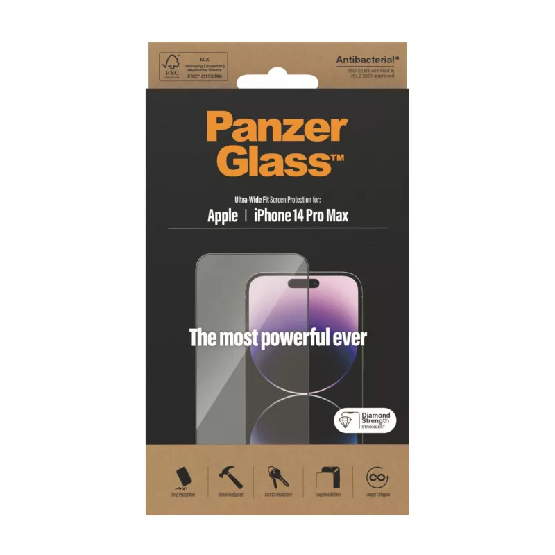 Näytönsuojus PanzerGlass Apple iPhone 14 Pro Max Ultra-Wide Fit naarmun- ja iskunkestävä