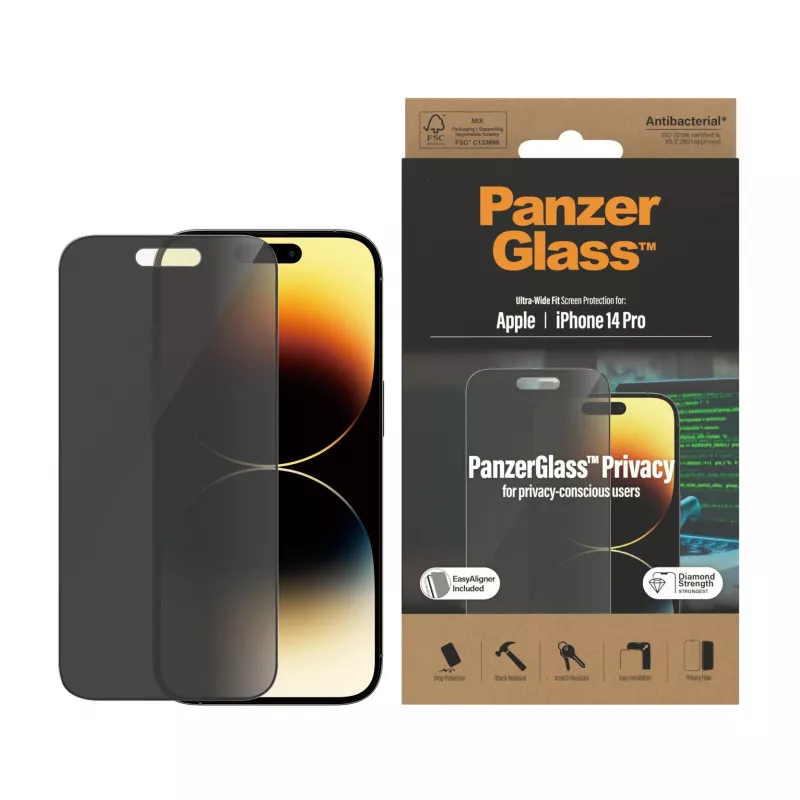 PanzerGlass ® Privacy Screen Protector iPhone 14 Pro | Ultra-Wide Fit EasyAligner-telineellä