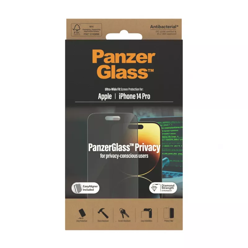 PanzerGlass ® Privacy Screen Protector iPhone 14 Pro | Ultra-Wide Fit EasyAligner-telineellä