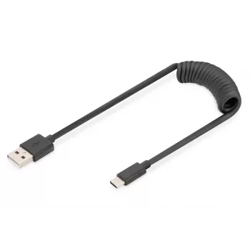 Digitus AK-300430-006-S USB 2.0 USB-A – USB-C kierrekaapeli, 1 m, 480 Mbit/s, 60 W PD, musta