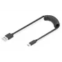 Digitus USB 2.0 USB A - USB C spiraalikaapeli 1m 0,48 Gbit/s musta
