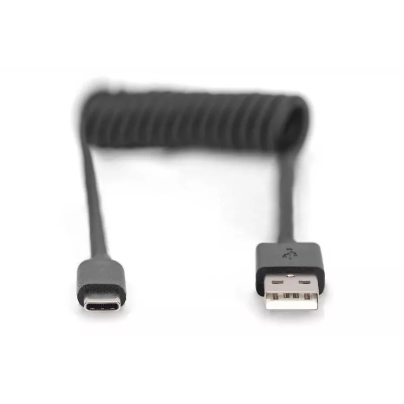 Digitus AK-300430-006-S USB 2.0 USB-A – USB-C kierrekaapeli, 1 m, 480 Mbit/s, 60 W PD, musta