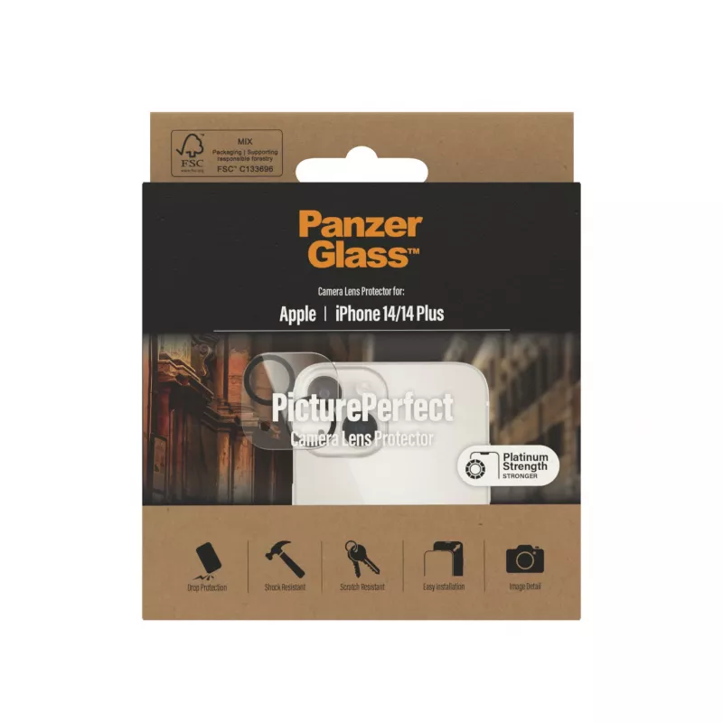Kameraobjektiivin suojakalvo PanzerGlass PicturePerfect Apple iPhone 14 / 14 Plus, läpinäkyvä karkaistu lasi