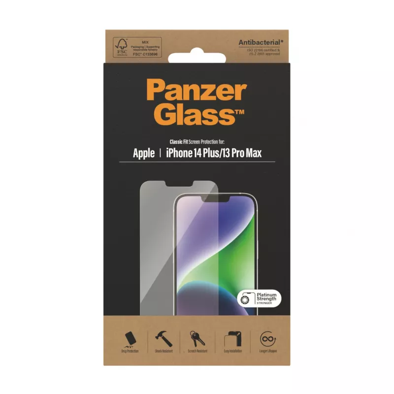 PanzerGlass näytönsuojakalvo Apple iPhone 14 Plus 13 Pro Max, naarmuuntumaton ja iskunkestävä