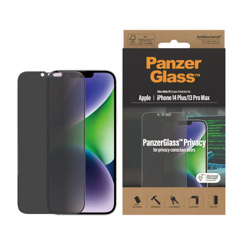 PanzerGlass yksityisyysnäytönsuojakalvo Apple iPhone 14 Plus 13 Pro Max naarmuuntumaton iskunkestävä