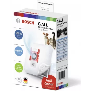 Pölypussit pölynimuri Bosch BBZAFGALL — 4 kpl:n pakkaus, valkoinen, 240×75×165 mm, 100 g/kpl