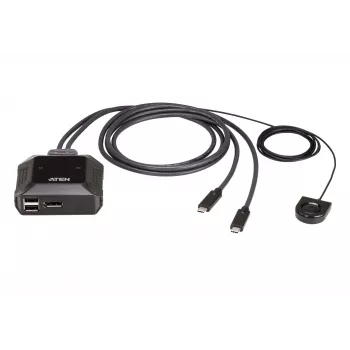 ATEN 2-porttinen USB-C 4K DisplayPort KVM-kytkin kaukosäätimellä portin valintaan