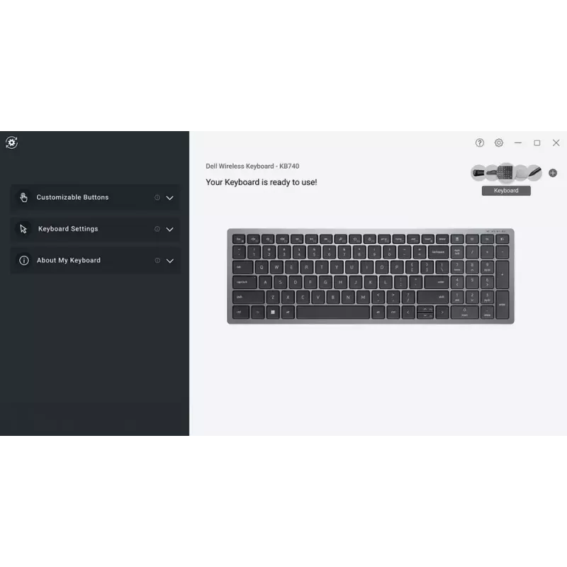Näppäimistö DELL KB740 Office RF Wireless + Bluetooth QWERTY US International harmaa musta