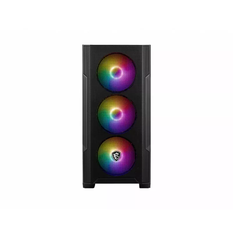 PC-kotelo MSI MAG FORGE M100A Micro Tower musta karkaistu lasi, 3x120mm etutuulettimet, RGB, microATX/Mini-ITX