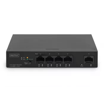 DIGITUS PoE-kytkin 4+1-porttia Ethernet hallitsematon 4-porttia PoE,