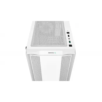 PC-kotelo DeepCool CC360 WH ARGB Mini Tower valkoinen — Micro-ATX/Mini-ITX, karkaistu lasi, 2x 3,5 tuumaa + 3x 2,5 tuumaa, 2x etu 120 mm tuuletin