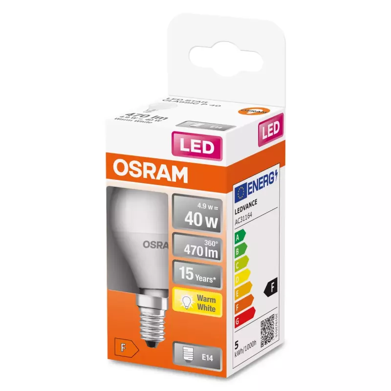 Osram STAR LED-lamppu 5W E14 lämmin valkoinen 2700K 470lm 15000h