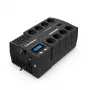 Keskeytymätön virransyöttö CYBERPOWER BR1000ELCD — line-interactive UPS 1 kVA / 600 W, 8 Type F -pistorasiaa, USB, pöytämalli, musta
