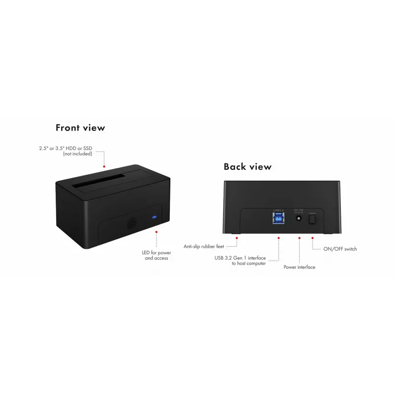 ICY BOX IB-1121-U3 USB 3.2 Gen 1 (3.1 Gen 1) Type-A musta