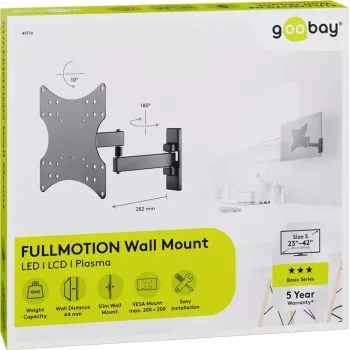 Goobay TV-seinäteline Basic FULLMOTION (S) 15 kg 23-42