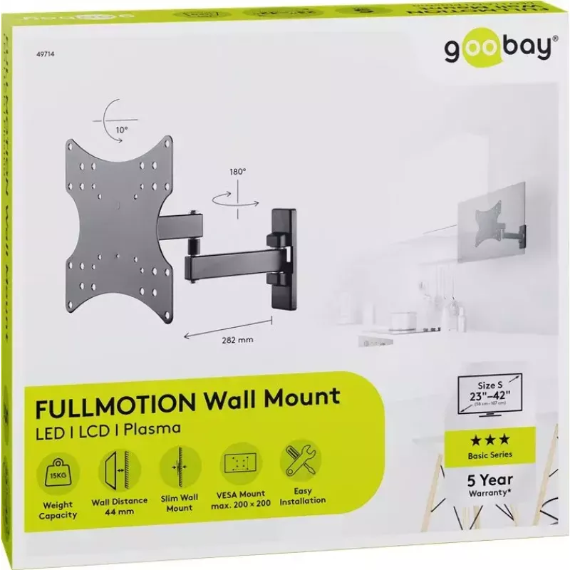 Goobay TV-seinäteline Basic FULLMOTION (S) 15 kg 23-42