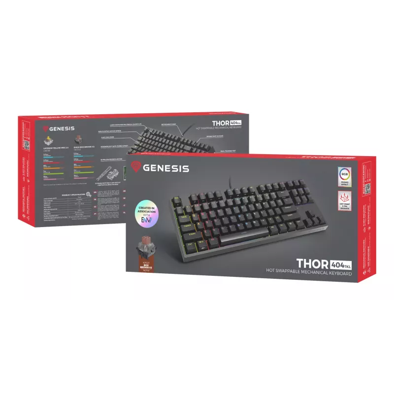 GENESIS Thor 404 TKL näppäimistö pelaaminen USB QWERTY US-englanti musta