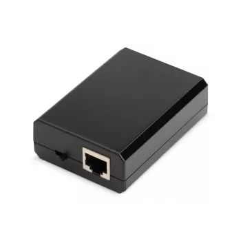 DIGITUS Gigabit PoE+ -jakaja, 10/100/1000 Mbit/s, 24 W tulo: 802.3at PoE, lähtö: 5V/2A, 9V/2A, 12V/2A, muovikotelo, musta