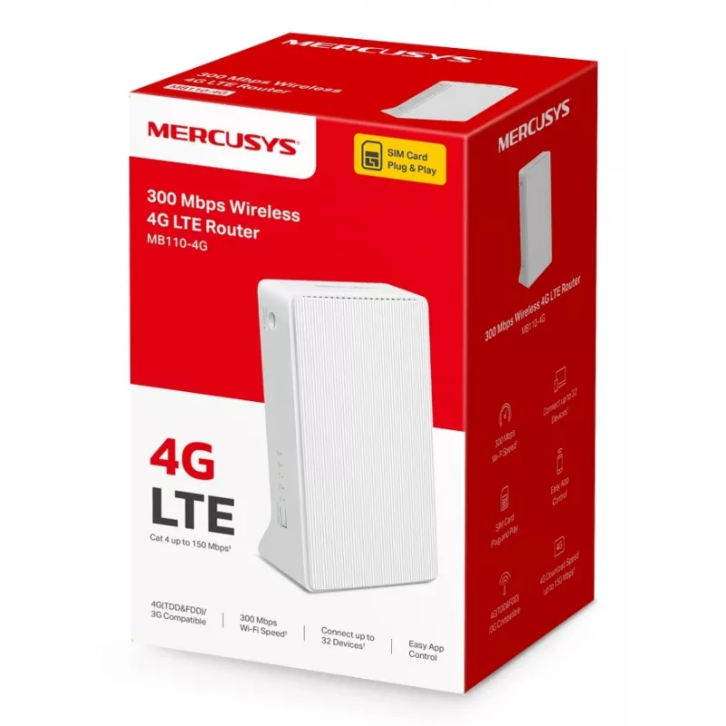 MERCUSYS MB110-4G WLAN-reititin Ethernet yksitaajuus (2,4 GHz) - valkoinen