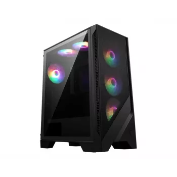 PC-kotelo MSI MAG FORGE 120A AIRFLOW Midi-Tower — musta, karkaistu lasi, Mesh, 3×120 mm etutuulettimet, 2×120 mm ylätuulettimet, ATX-tuki