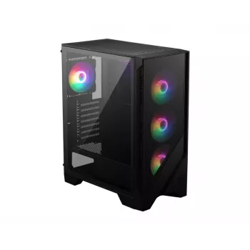 PC-kotelo MSI MAG FORGE 120A AIRFLOW Midi-Tower — musta, karkaistu lasi, Mesh, 3×120 mm etutuulettimet, 2×120 mm ylätuulettimet, ATX-tuki