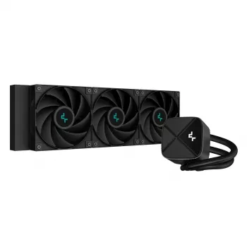 All-in-One-vesijäähdytys DeepCool LS720S Zero Dark — 3×120 mm tuulettimet, 360 mm jäähdytin, 41 cm letkut, 6 W pumppu, LGA1151/AM4/AM5-tuki, musta