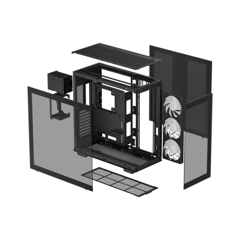 DeepCool CH780 Full Tower -pelikotelo, E-ATX, karkaistu lasin sivuikkuna, ilman virtalähdettä, musta