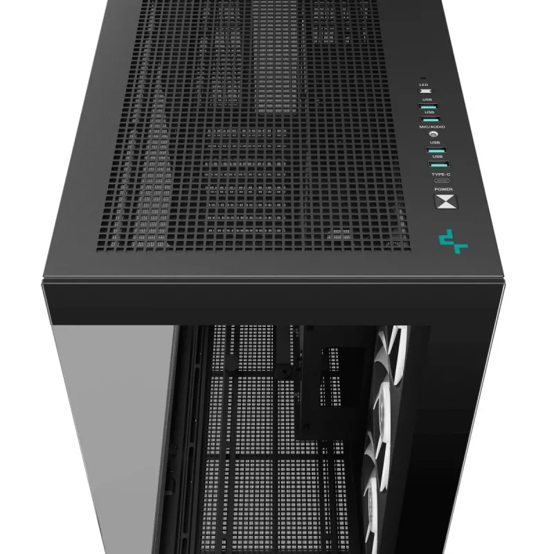 DeepCool CH780 Full Tower -pelikotelo, E-ATX, karkaistu lasin sivuikkuna, ilman virtalähdettä, musta