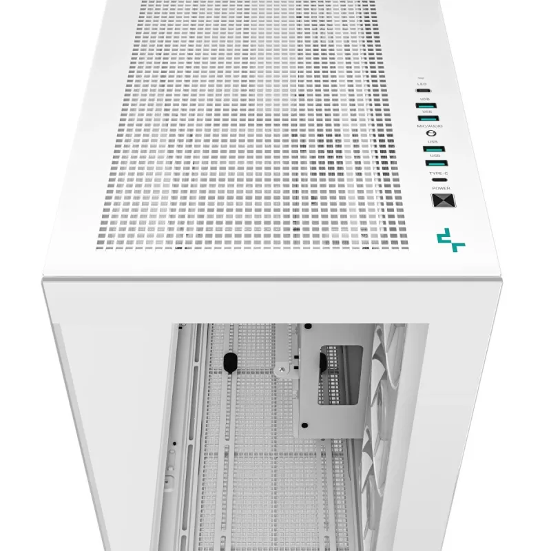 DeepCool CH780 WH Full Tower -pelikotelo, E-ATX, karkaistu lasin sivuikkuna, ilman virtalähdettä, valkoinen
