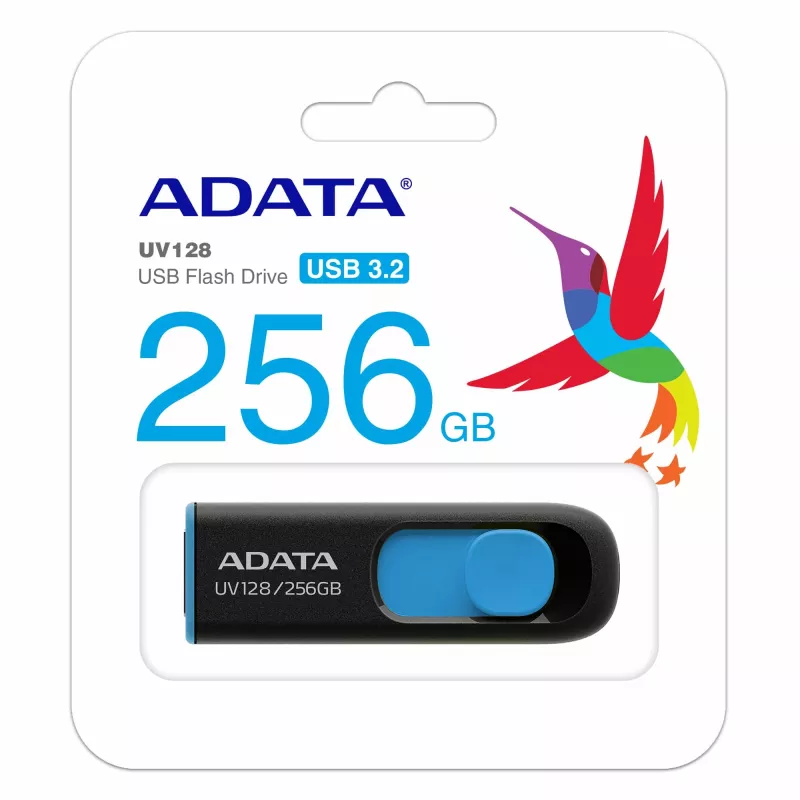 ADATA UV128 USB-muistitikku 256 GB USB Type-A 3.2 Gen 1 (3.1 Gen 1) musta, sininen