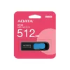 ADATA UV128 AUV128-512G-RBE USB-muistitikku 512 GB, USB-A 3.2 Gen 1, liukukytkin, musta/sininen