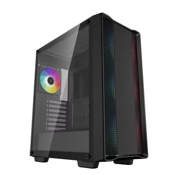 PC-kotelo DeepCool CC560 ARGB V2 Midi-Tower musta — ATX/Micro-ATX/Mini-ITX, karkaistu lasi, aRGB, tukee jopa 370 mm näytönohjainta