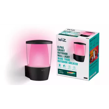 WiZ Wall Light ELPAS, älykäs seinävalaisin, Wi-Fi/Bluetooth, musta, Wi-Fi 4 (802.11n), 802.11b, 802.11g, LED, metalli, muovi