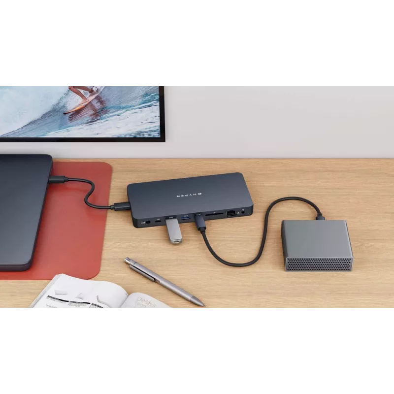Targus HyperDrive Next johdollinen USB 3.2 Gen 2 (3.1 Gen 2) Type-C sininen