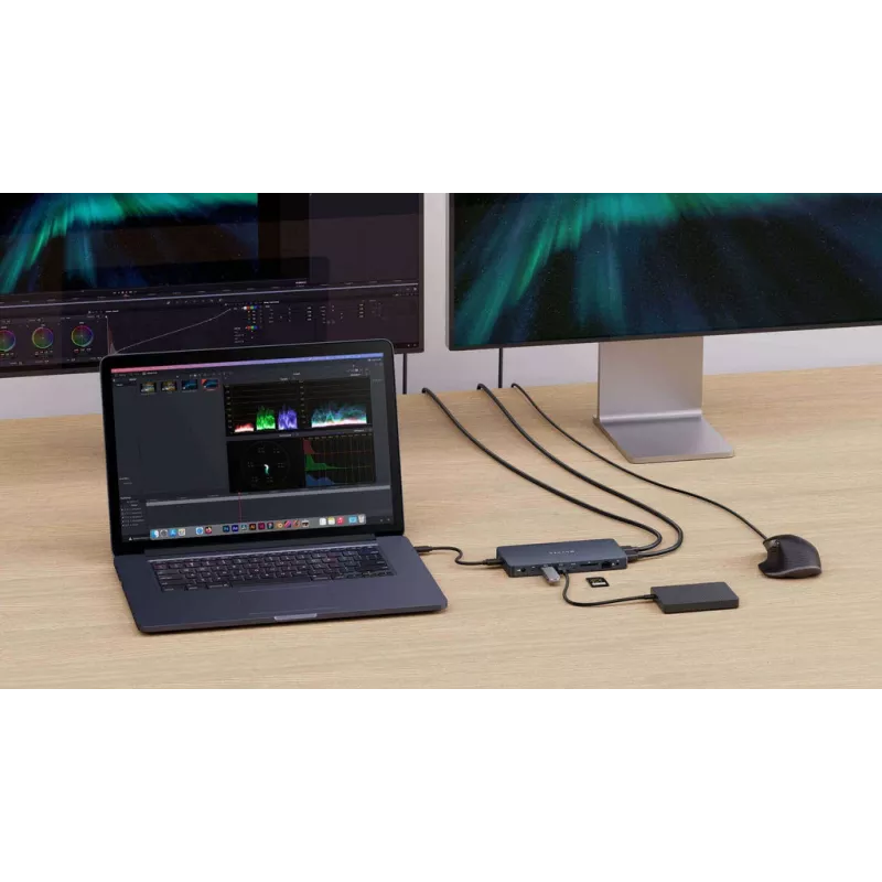 Targus HyperDrive Next johdollinen USB 3.2 Gen 2 (3.1 Gen 2) Type-C sininen