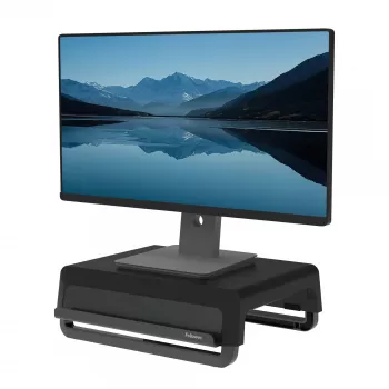 Fellowes tietokonenäytön teline 3 korkeusasennolla - Breyta näytön korotin kaapelinhallinnalla - ergonominen, säädettävä näyttöteline tietokoneelle - max. paino 15 kg - musta