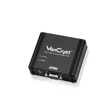 ATEN VGA-HDMI audio/kuvakonvertteri, musta, metalli, 1920 x 1080 pikseliä, 1920 x 1080 pikseliä, 1080p, 16:9