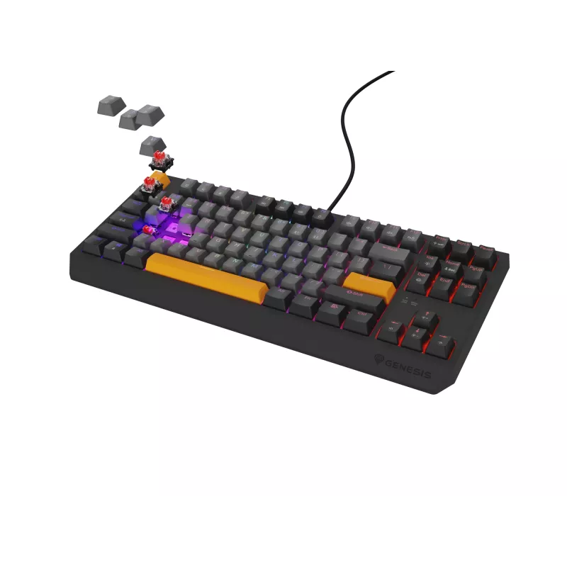 Genesis Thor 230 TKL langallinen mekaaninen pelinäppäimistö, US, Anchor Gray Negative, Outemu Red