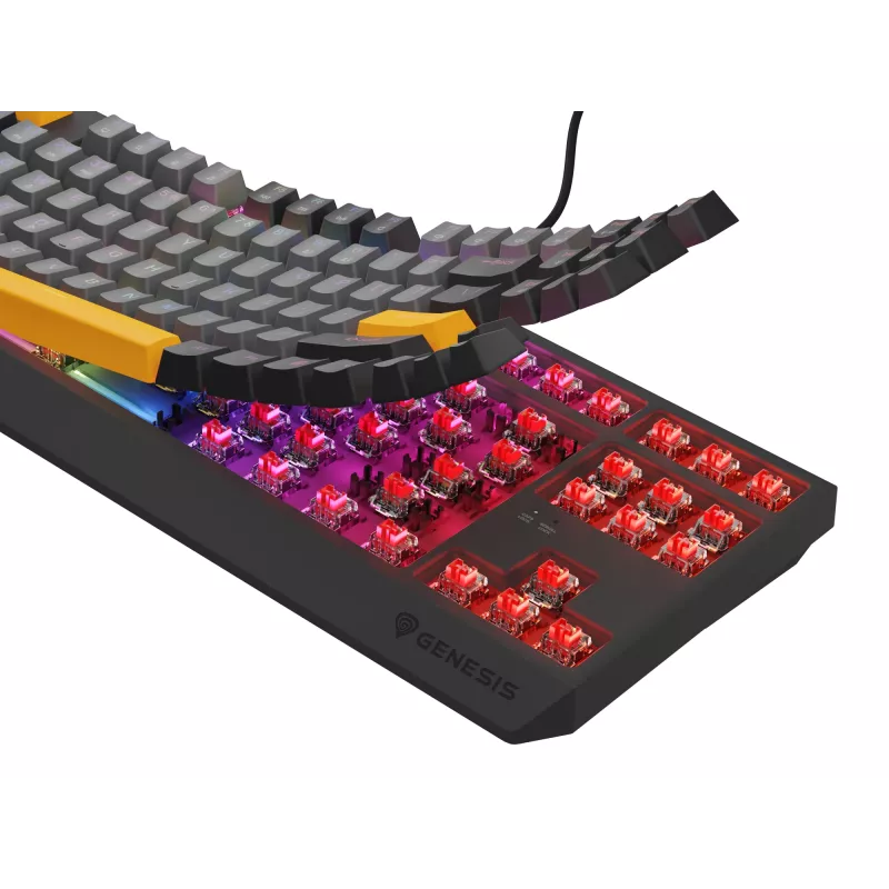Genesis Thor 230 TKL langallinen mekaaninen pelinäppäimistö, US, Anchor Gray Negative, Outemu Red